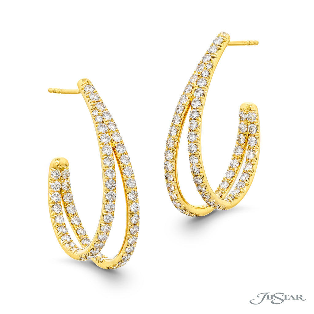 Lady's Yellow 18 Karat Earrings With Diamonds