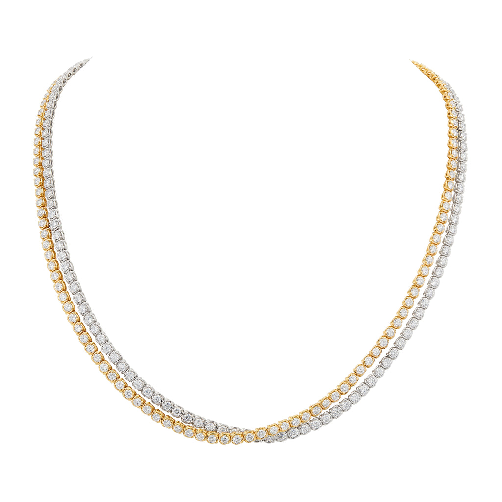 18kt Yellow and White gold double layered diamond necklace