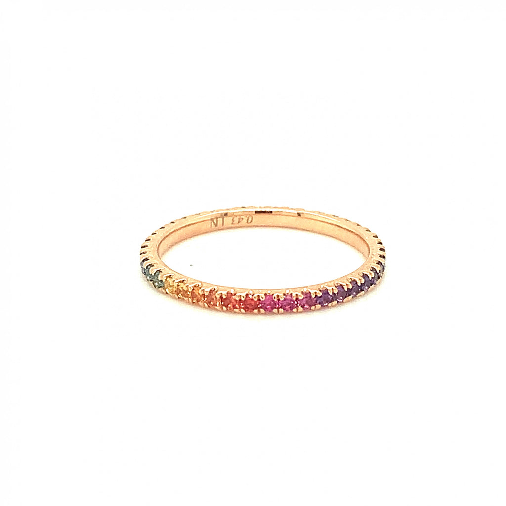 18K rose gold multi color .43 cts sapphire band