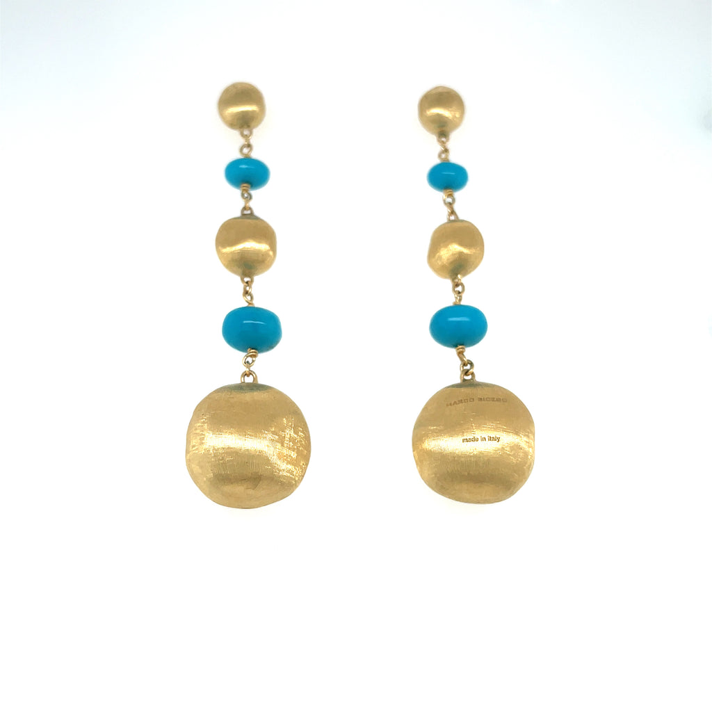 Marco Bicego Yellow Gold Earrings with Turquoise