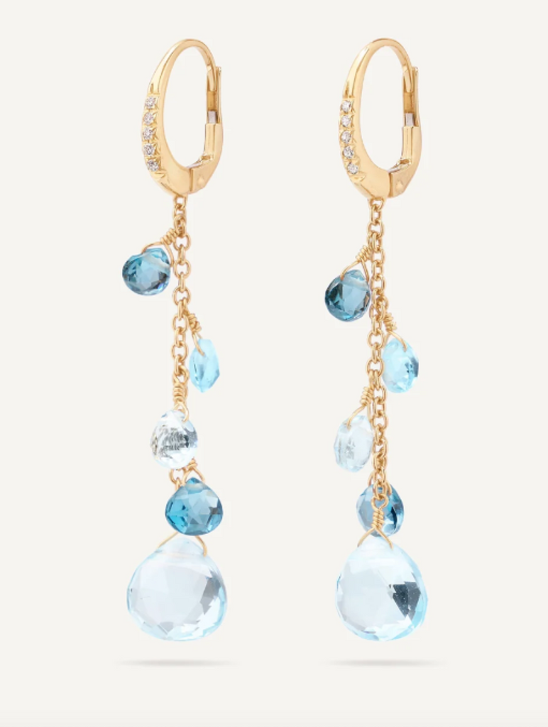 18kt yellow gold earrings with mixed topaz and diamonds PARADISE