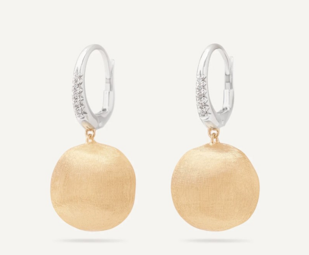18K Yellow Gold Pendant Earrings With Diamond Clip AFRICA