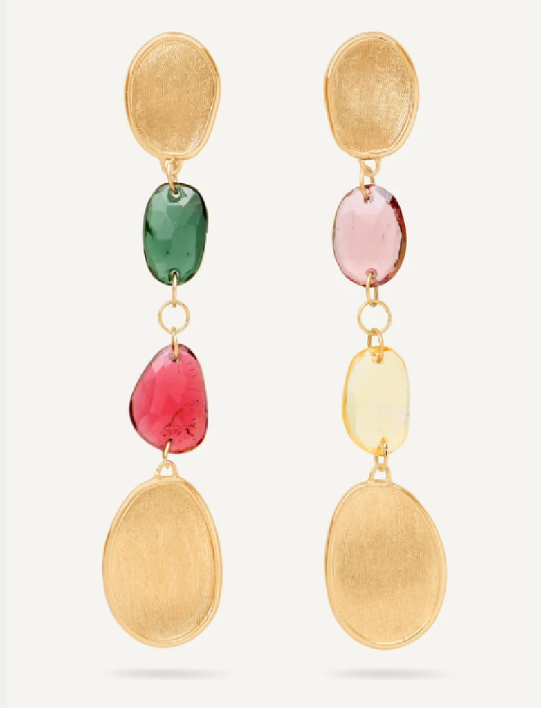 LUNARIA  18K Yellow Gold Mixed Tourmaline Drop Earrings
