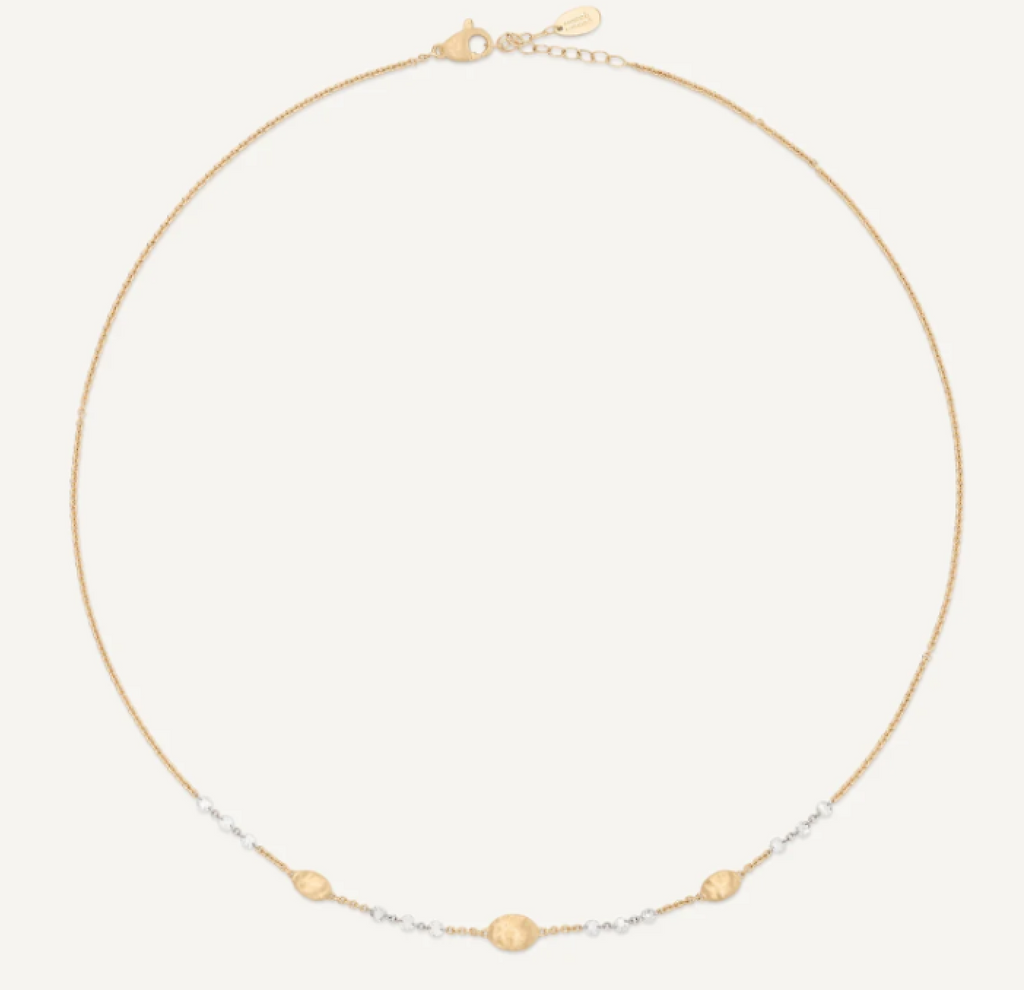 SIVIGLIA  18K Yellow Gold Lightweight Beaded Necklace with Diamonds