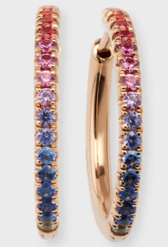 Lady's Yellow 18 Karat Earrings With Round Sapphires