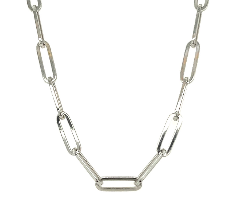 White Gold 18 Karat Paperclip Chain Necklace
