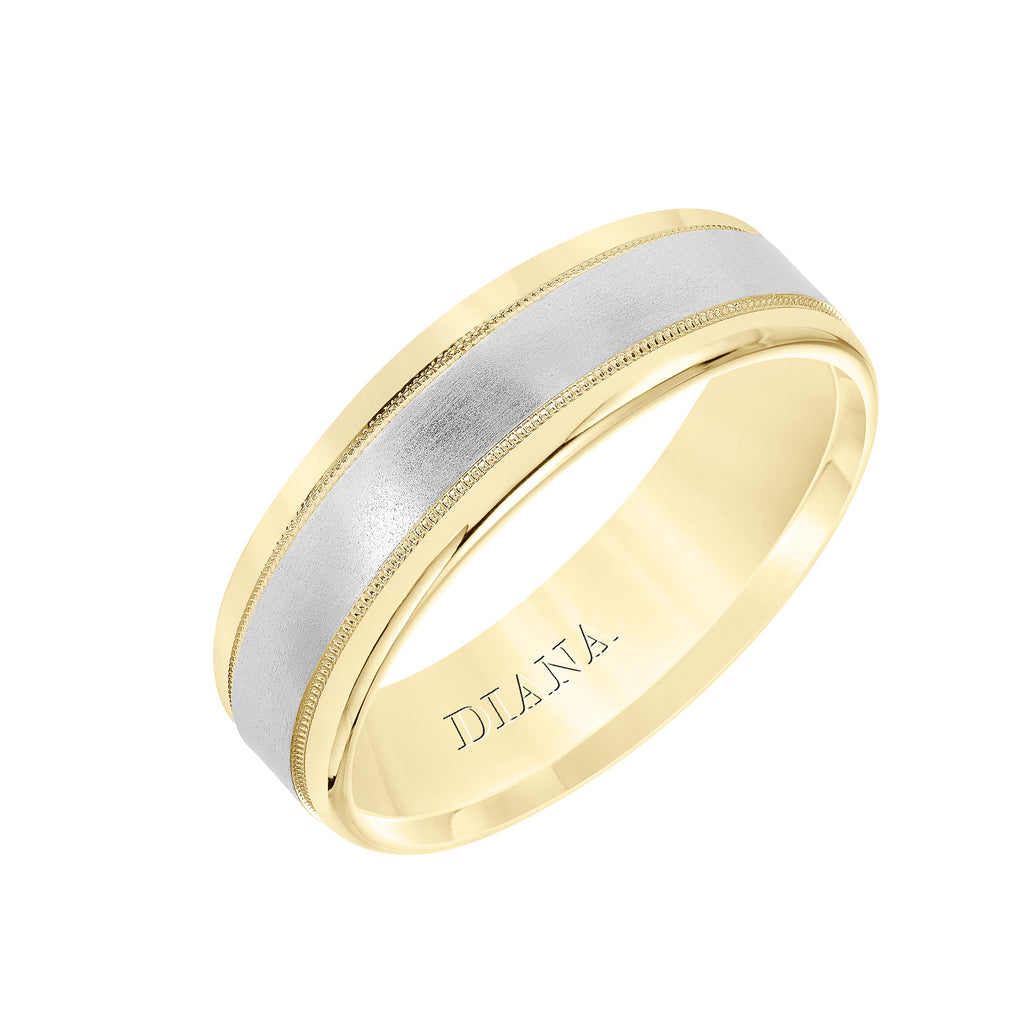 18K Yellow Gold And Platinum Millgrain Ring