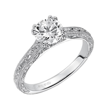 Lady's White 14 Karat Engagement Ring Size 6.5 With 13=0.06Tw Round Diamonds