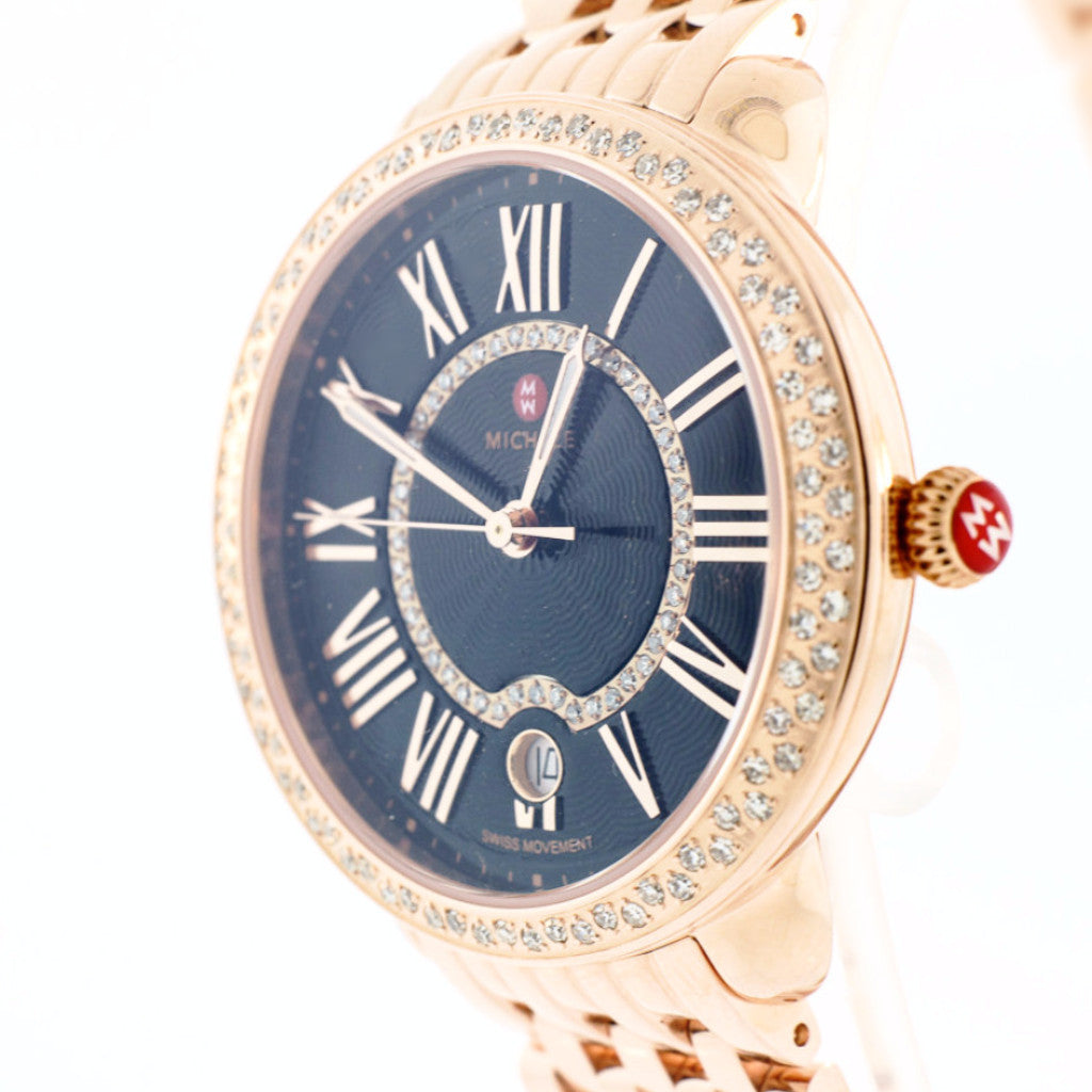 Serein 16 Diamond Rose Gold, Black Diamond Dial Watch – Romance