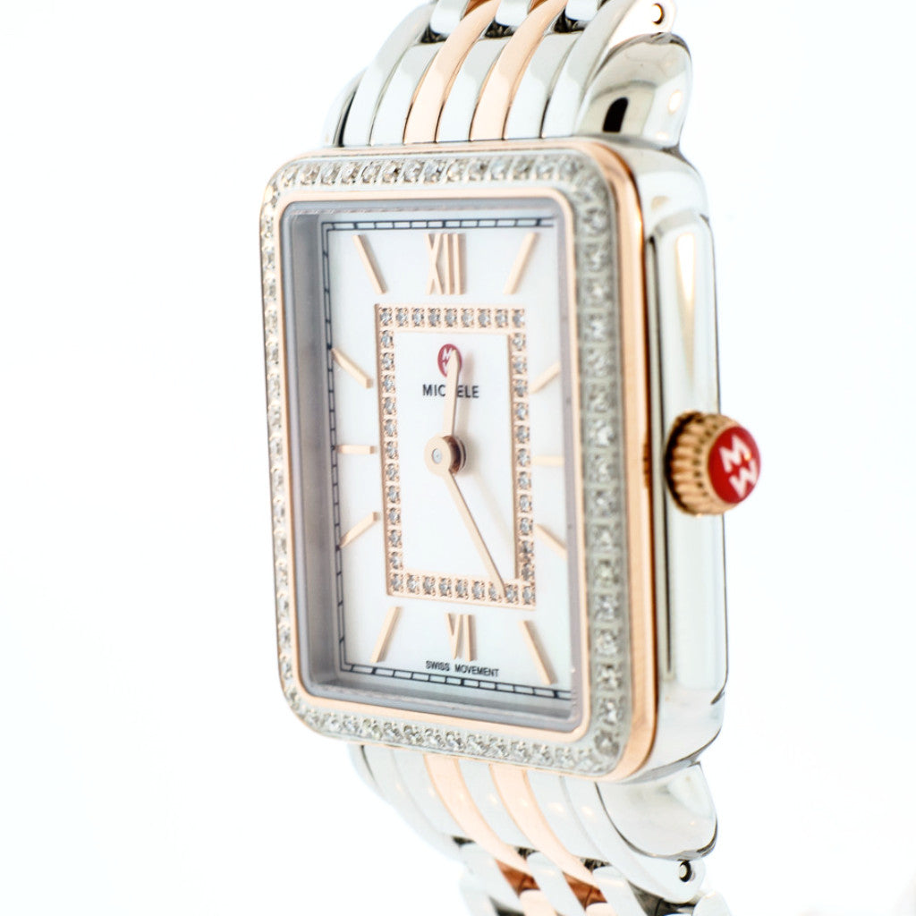 Deco II Mid Diamond Two-Tone Rose Gold, Diamond Dial Watch