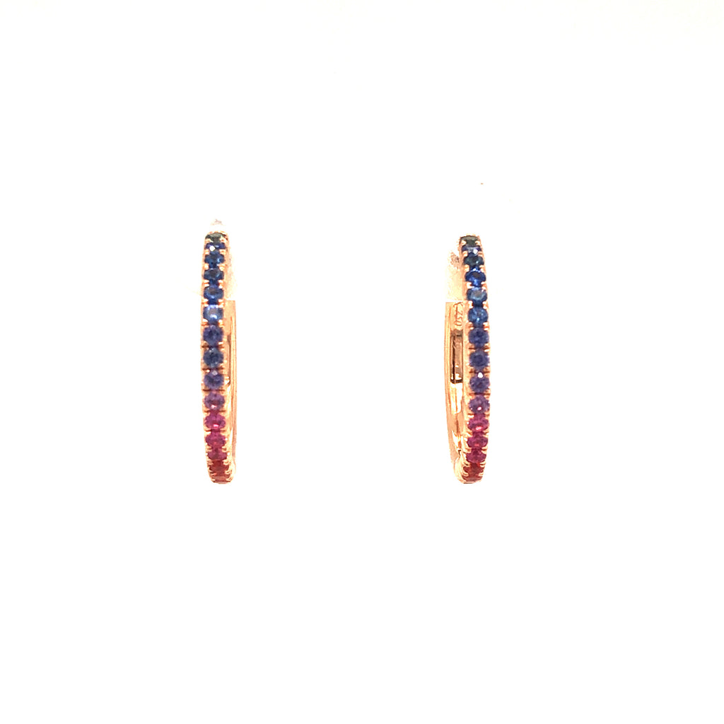 Lisa Nik Rose Gold Hinged Hoops with Mixed Sapphires