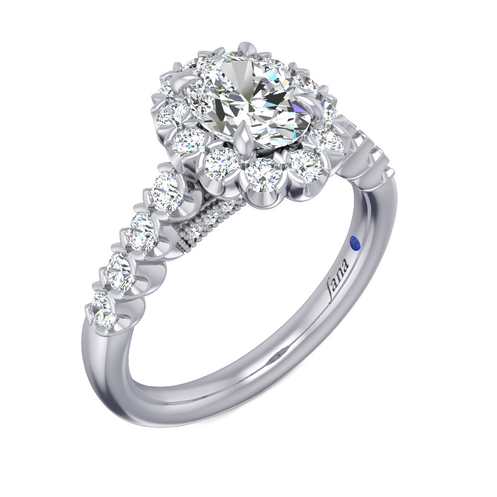 Fana Large Oval Halo Engagement Ring