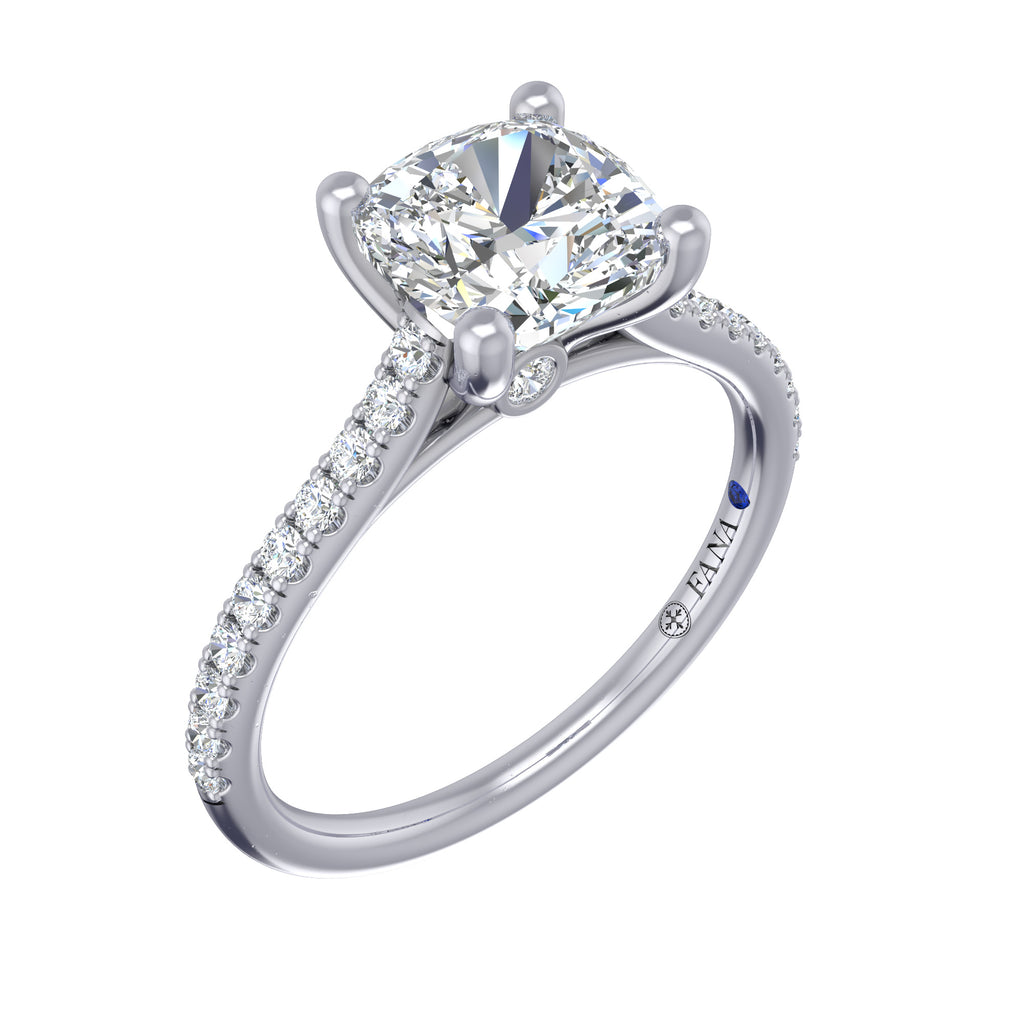Diamond Lined Cathedral Band Engagement Ring