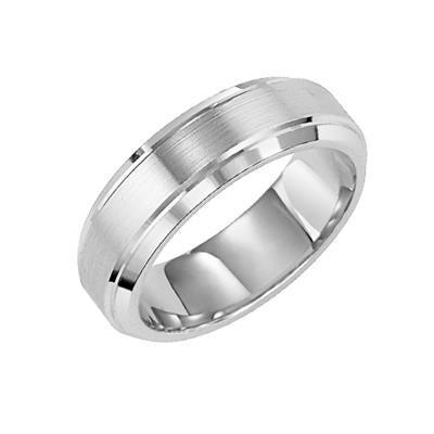 Gents Low Dome Bevel Edge Carved Wedding Band