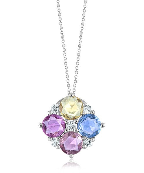 Multi-Color Sapphire Pendant with Diamonds